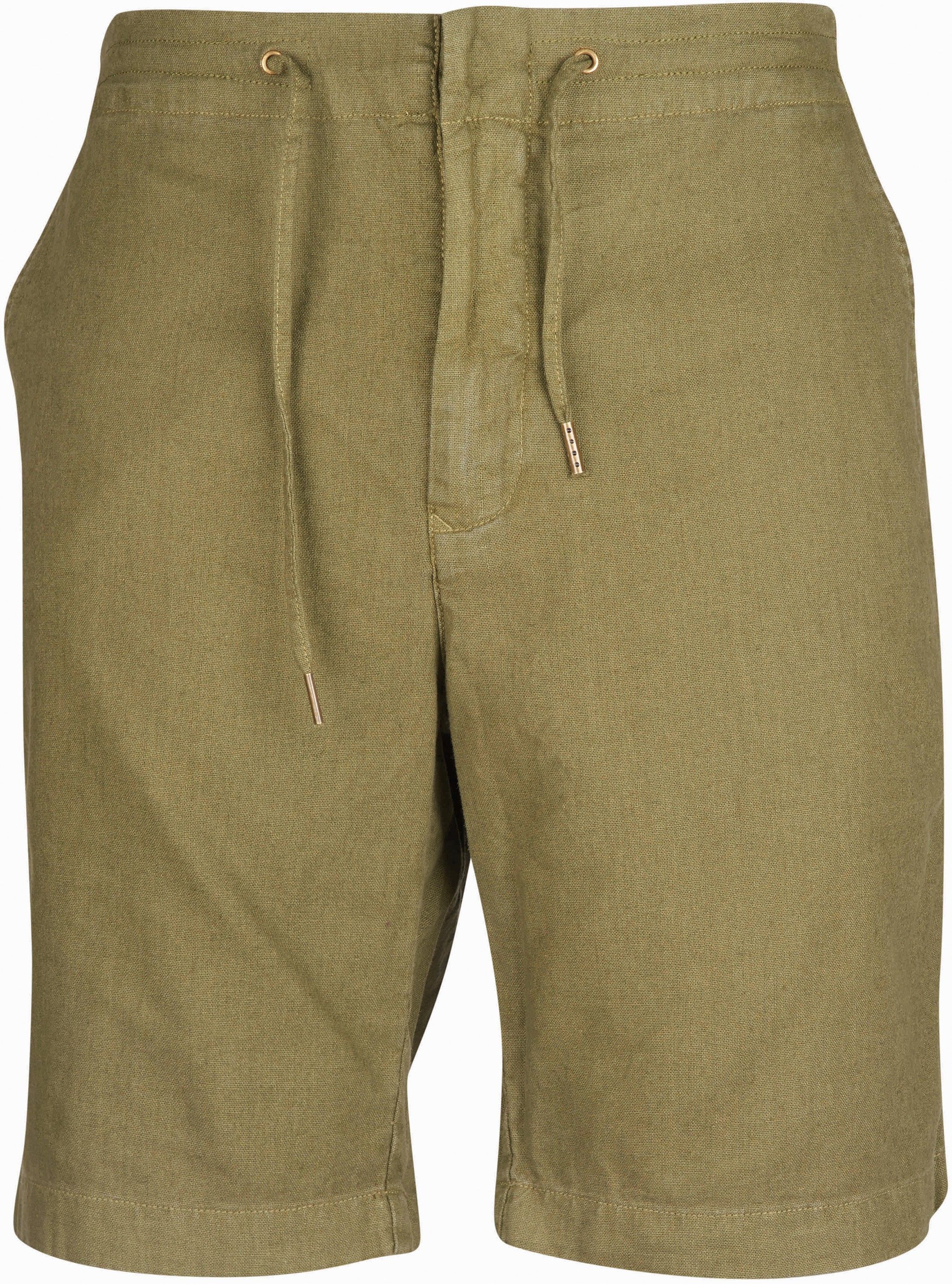 Barbour Linen Cotton Mix Short shortsit, Military Green