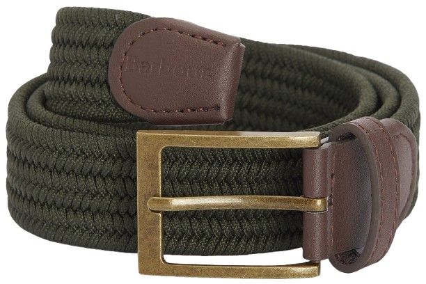Barbour M's Nevis Stretch Webbing Belt Dark Olive
