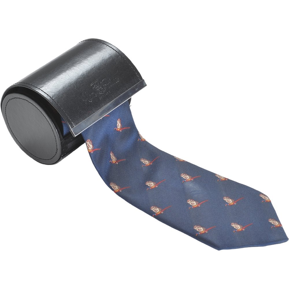 Alan Paine Ripon Silk Tie Flying Pheasant Navy