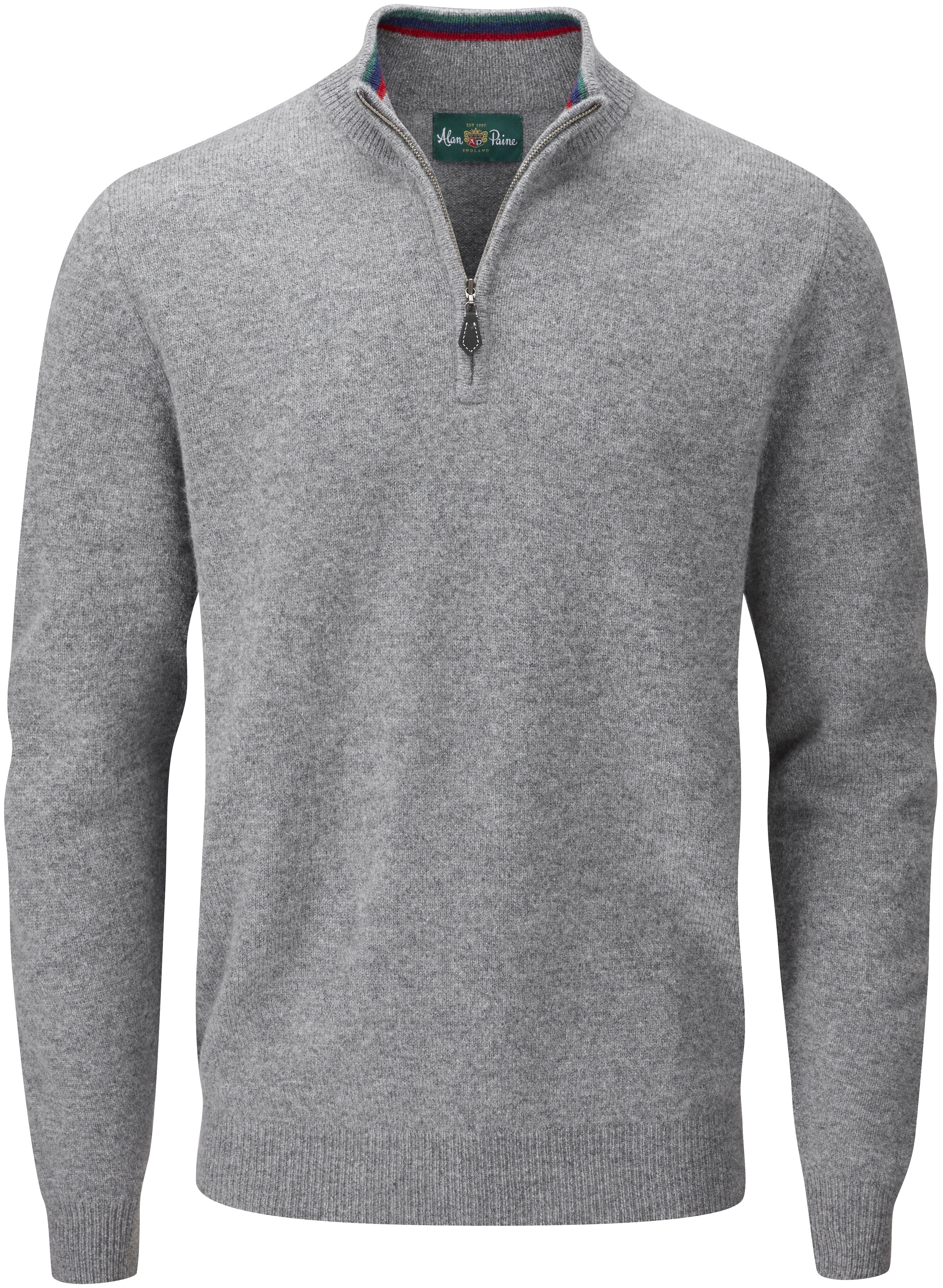 Alan Paine Streetly 1/2 Zip Mock Neck villapaita, Grey Mix