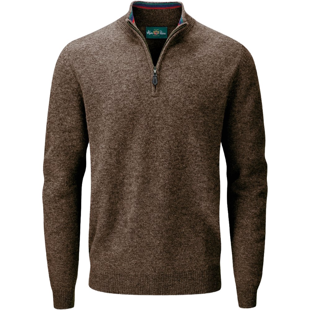 Alan Paine M's Streetly 1/2 Zip Mock Neck Cocoa