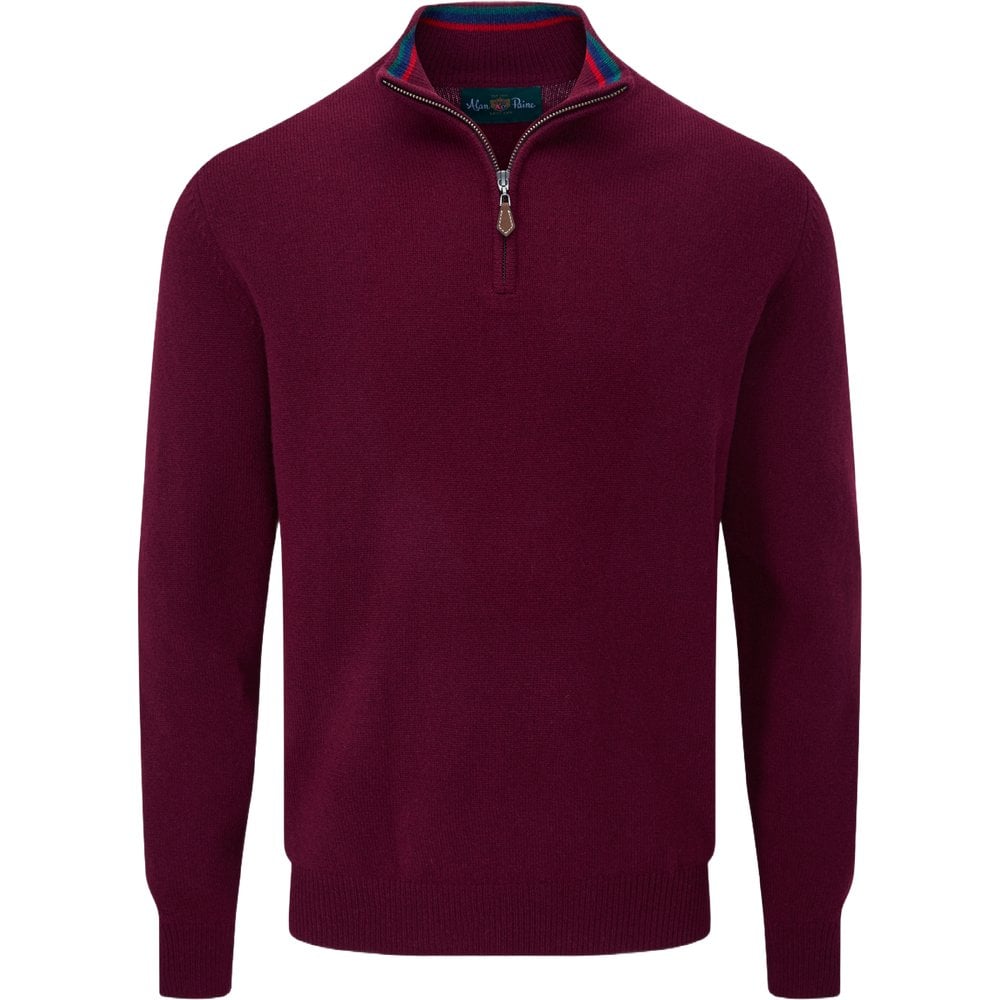 Alan Paine M's Streetly 1/2 Zip Mock Neck Bordeaux