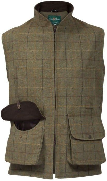 Alan Paine M's Rutland Tweed Waistcoat Dark Moss