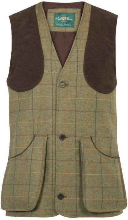 Alan Paine M's Rutland Tweed Shooting Waistcoat Dark Moss