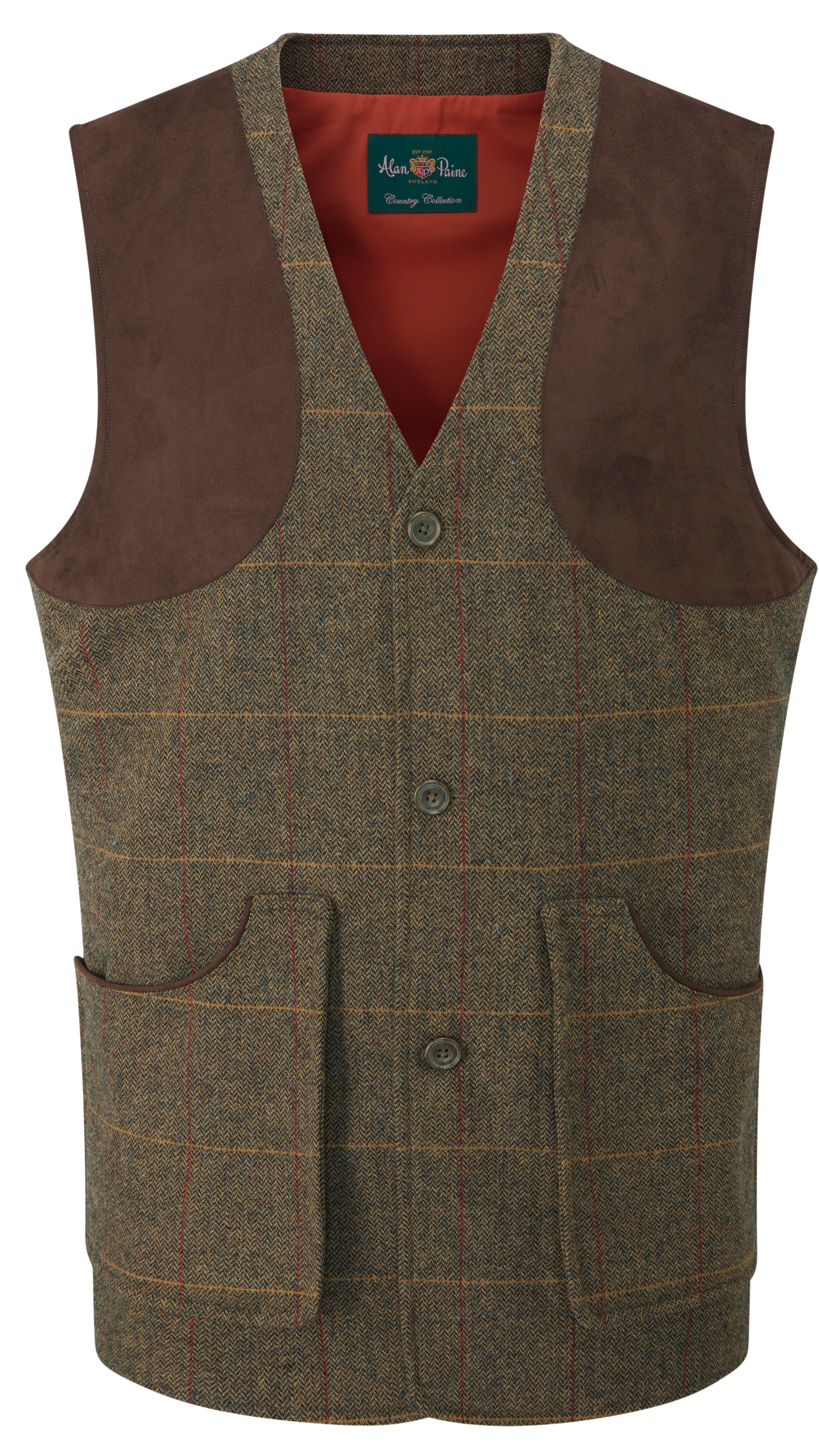 Alan Paine M's Combrook Tweed Shooting Waistcoat Teak