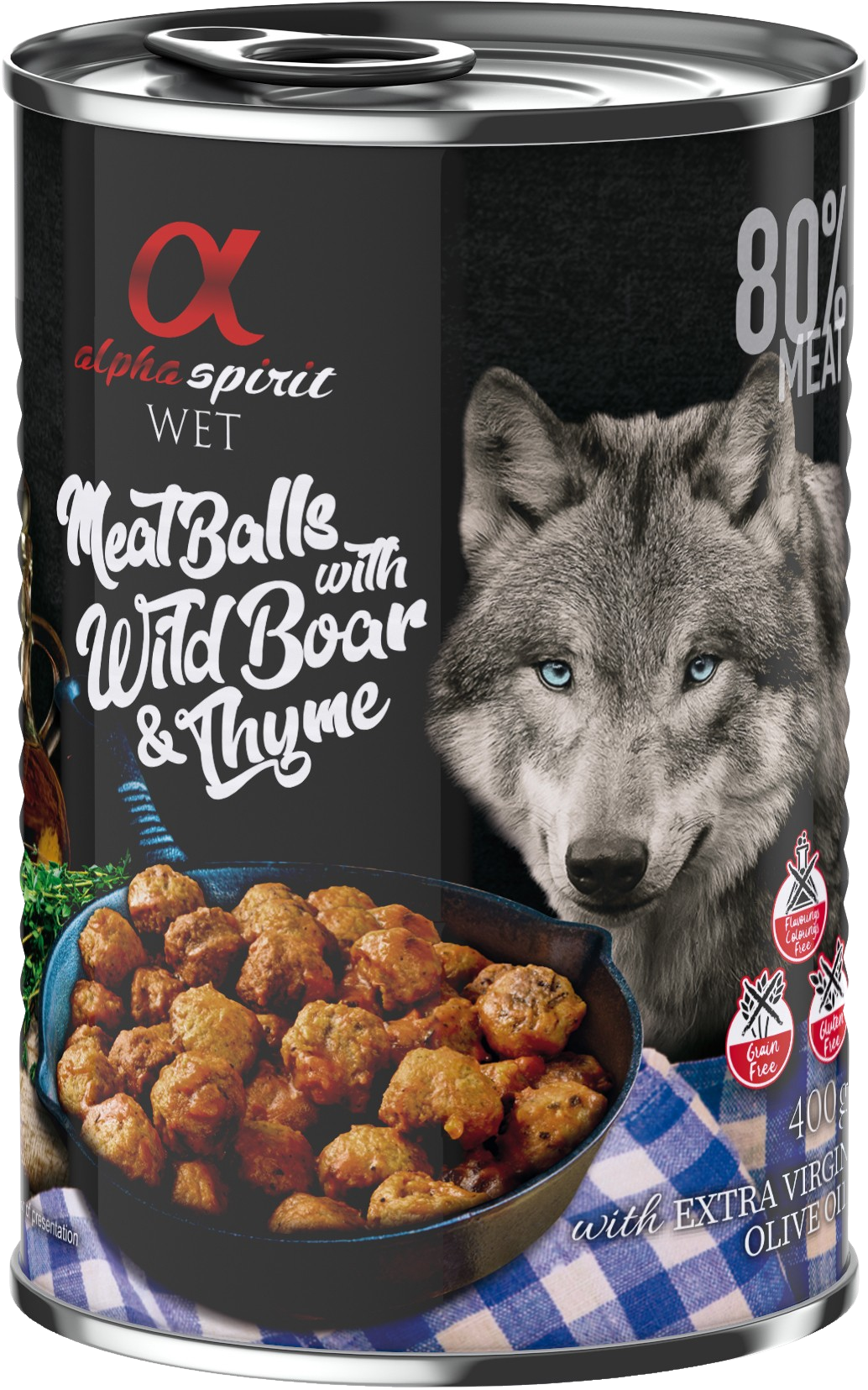 Alpha Spirit Meat Balls with Wild Boar and Thyme märkäruoka, 400 g