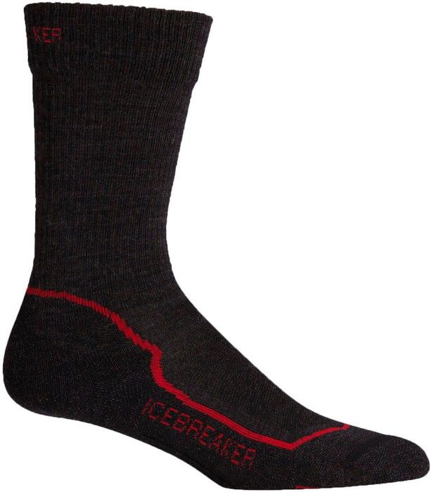 Icebreaker M's Hike+ Light Crew Jet Hthr/Red/Black