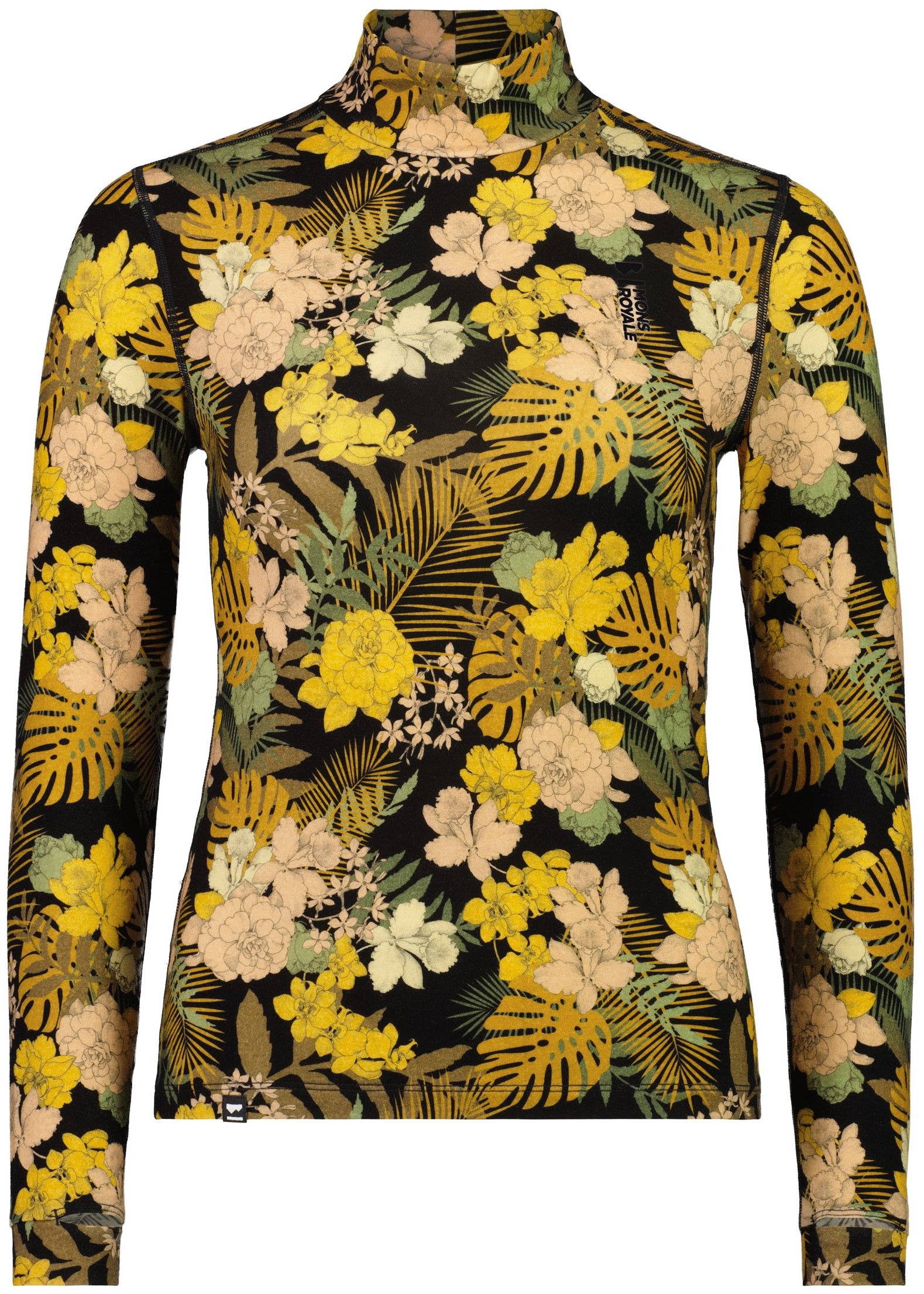 Mons Royale W's Cascade Merino Flex 200 Mock Neck LS Floral Camo