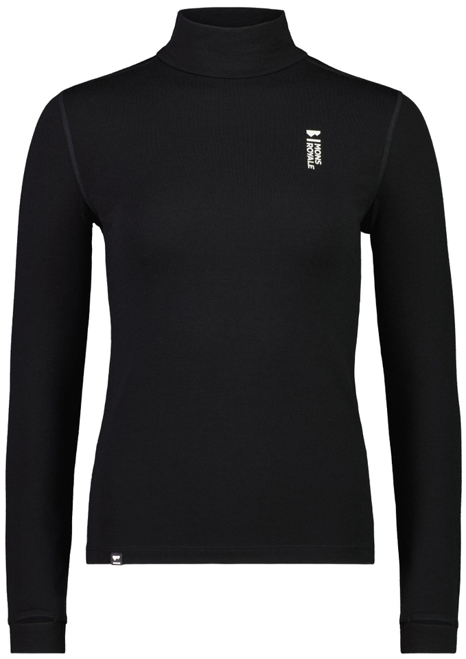 Mons Royale W's Cascade Merino Flex 200 Mock Neck LS Black