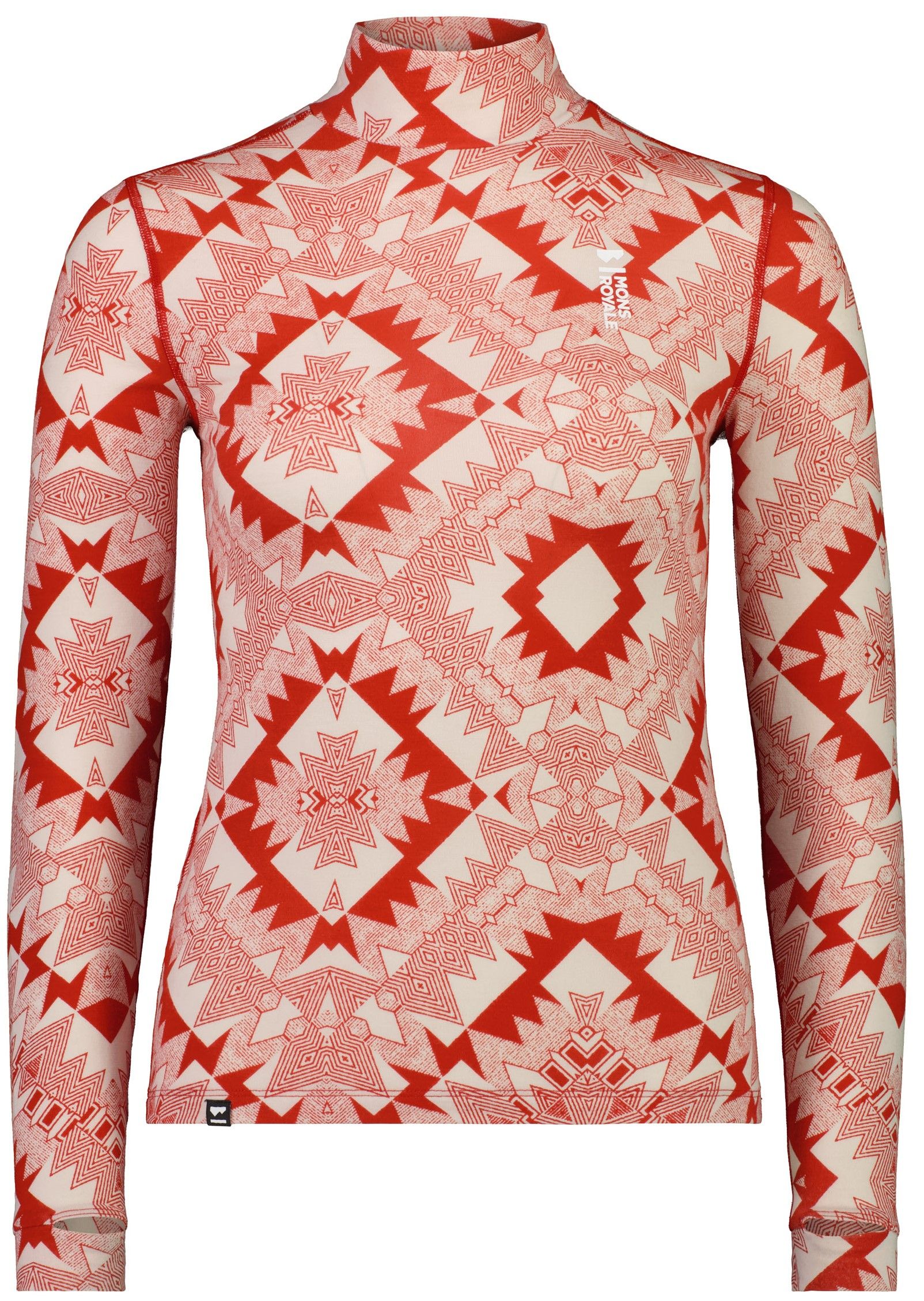Mons Royale W's Cascade Merino Flex 200 Mock Neck LS Nordtek Retro Red
