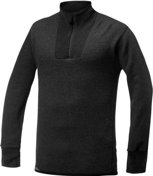 Woolpower Zip Turtleneck 400 poolopaita, unisex, musta