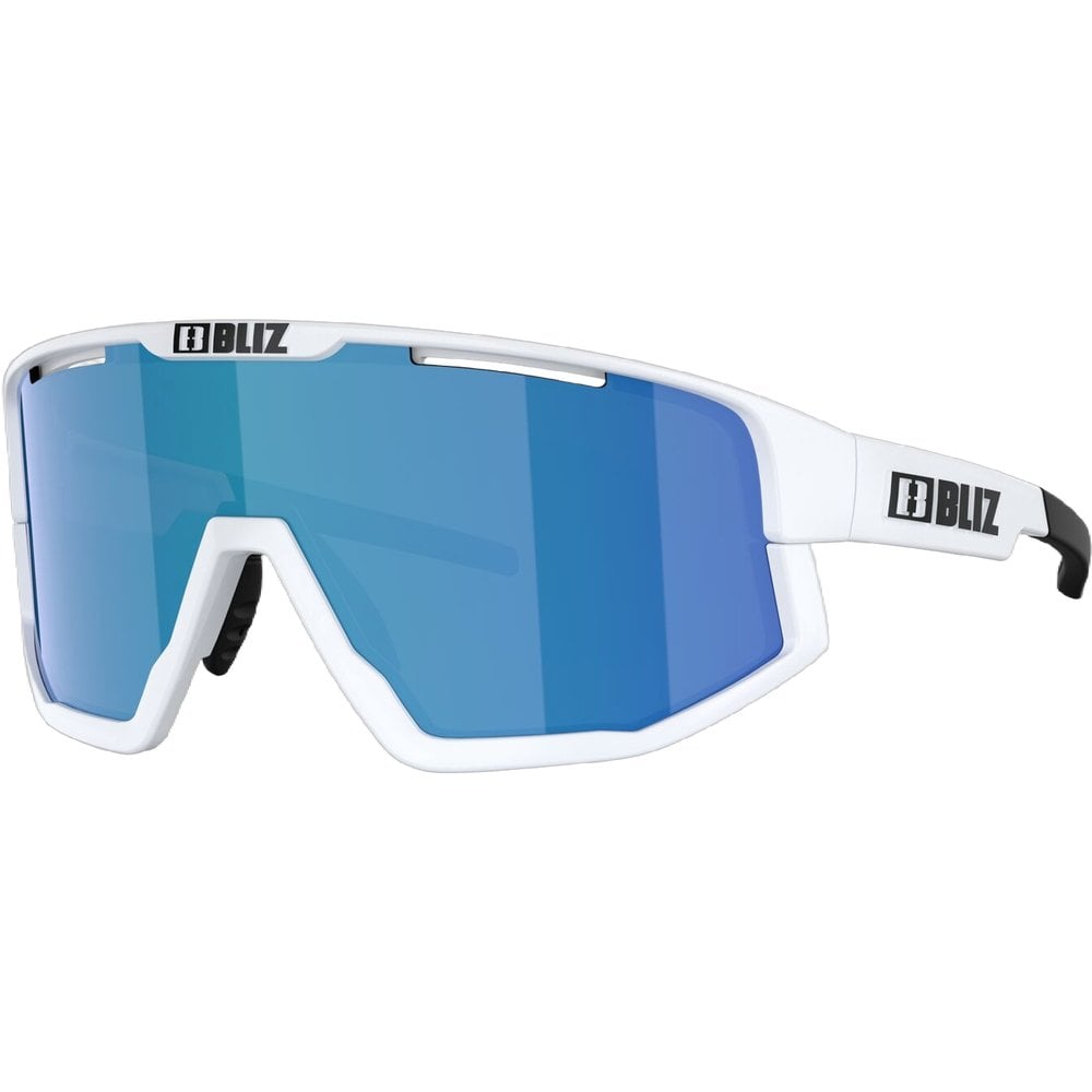 Bliz Fusion Small Matt White with Brown/Blue Multi