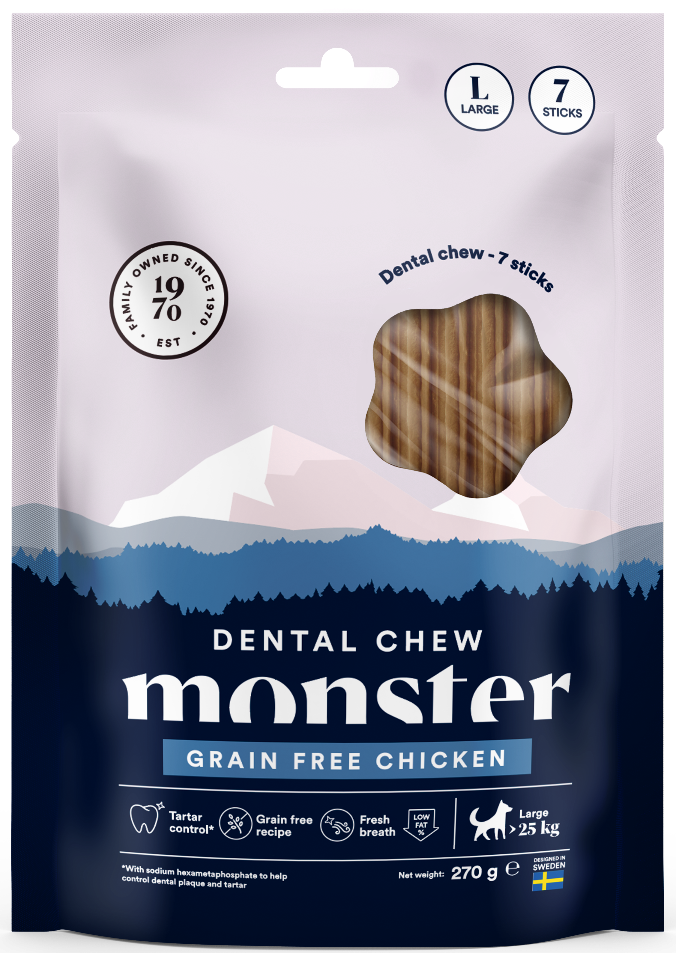 Monster Dog Dental Chew GF Chicken L 7 st 270 g