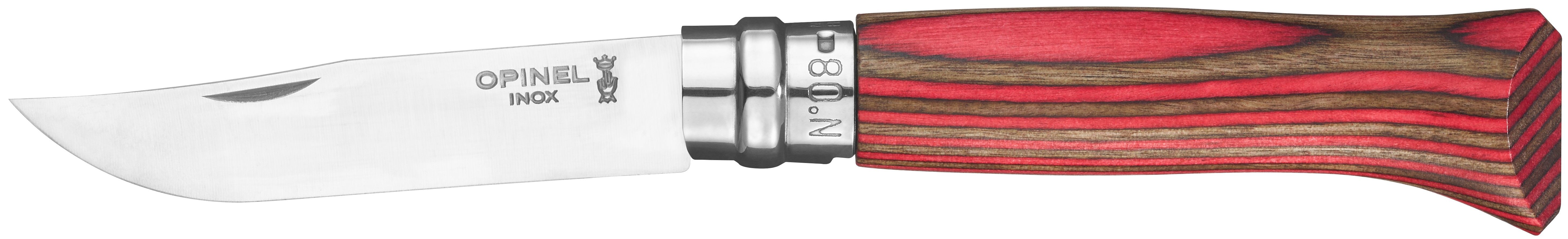 Opinel No8 Stainless Steel Laminated Birch Red