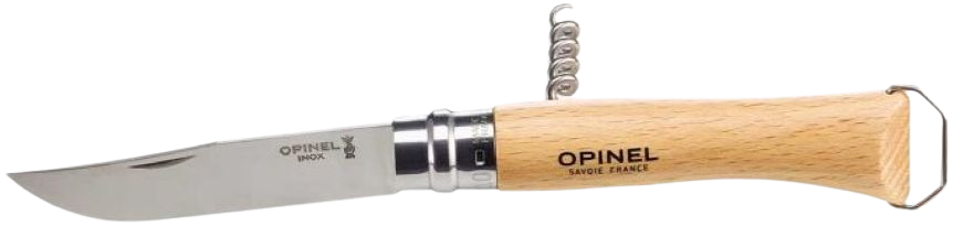 Opinel Corkscrew, Bottle Opener, Knife N°10 veitsi korkkiruuvilla ja pullonavaajalla, Beechwood
