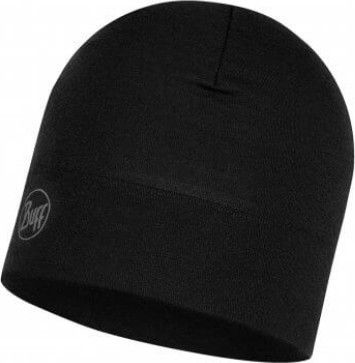 Buff Midweight Merino Wool Hat Solid Black
