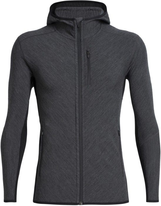 Icebreaker M's Descender LS Zip Hood Jet HTHR/Black