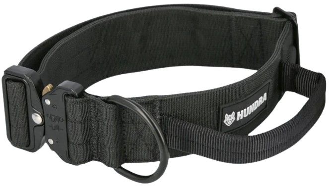 Hundra Tactical Dog Collar with Handle kaulapanta musta M