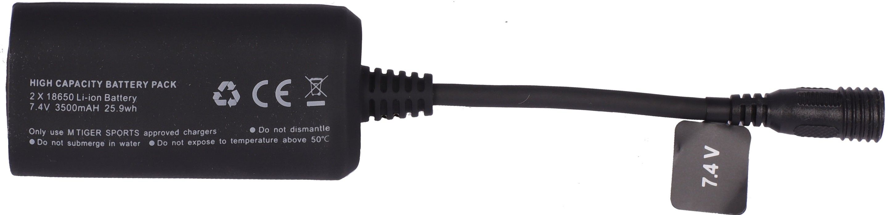 M Tiger Sports Batteripakke 7,4V, 3500 mAh 2-cellers (2*18650)