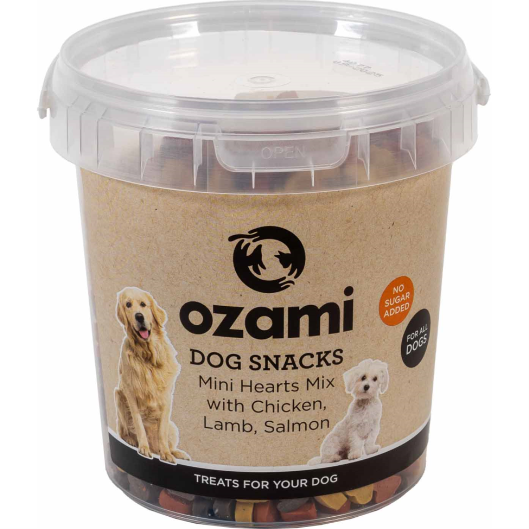 Ozami Dog Snack Mini Hearts Mix Bucket 500 g