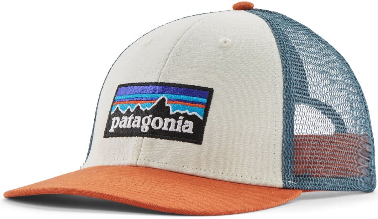 Patagonia P-6 Logo LoPro Trucker Hat White w/Redtail Rust