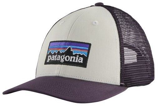 Patagonia P-6 Logo LoPro Trucker Hat White w/Piton Purple