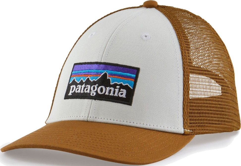 Patagonia P-6 Logo LoPro Trucker Hat White w/Bear Brown