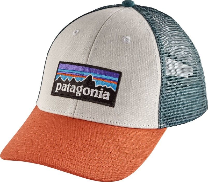 Patagonia P-6 Logo LoPro Trucker Hat White w/Sunset Orange
