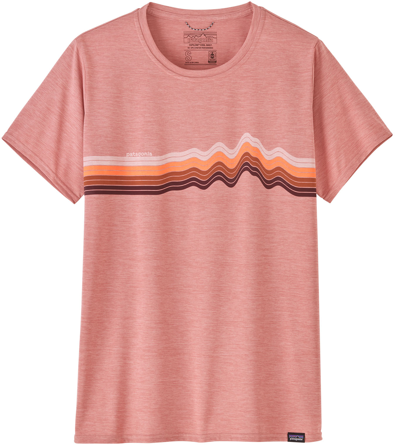 Patagonia W's Cap Cool Daily Graphic Shirt Ridge Rise Stripe Sunfade Pink X-Dye