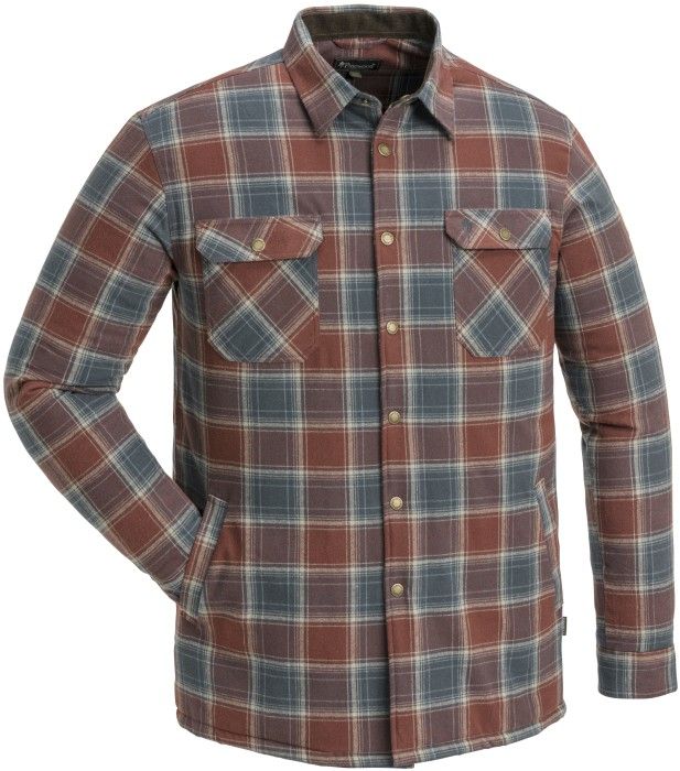 Pinewood M's Finnveden Check Padded Overshirt Dark Copper/Storm Blue