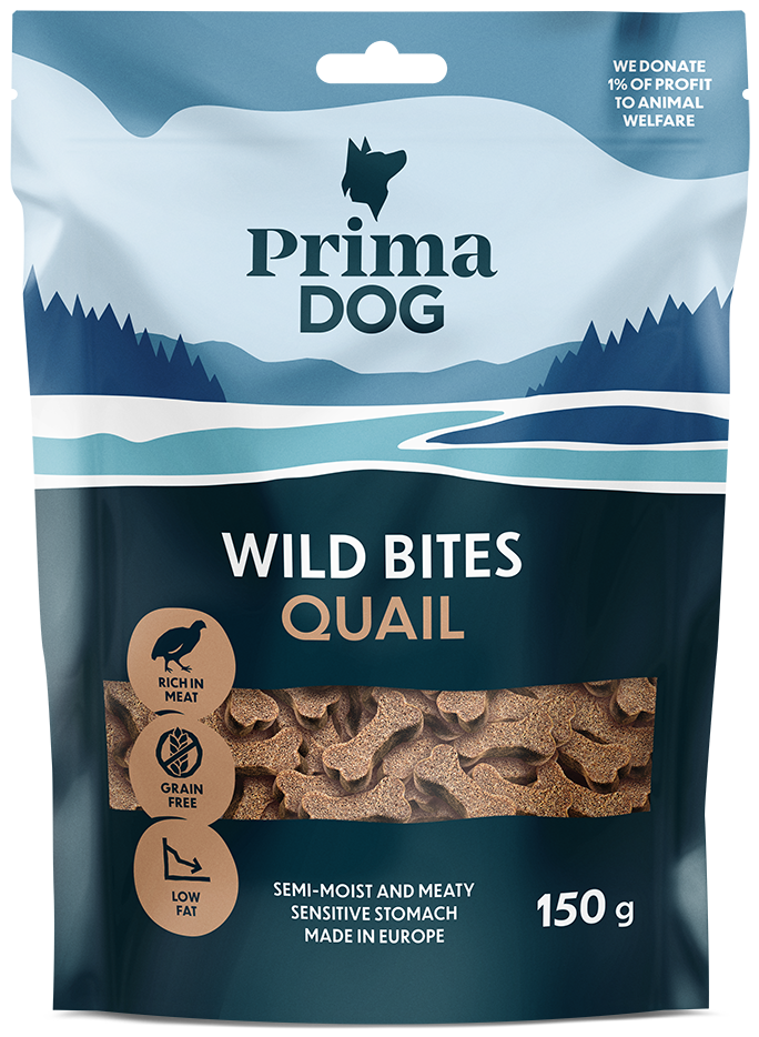 PrimaDog Wild Bites Vaktel med Hagtorn 150G