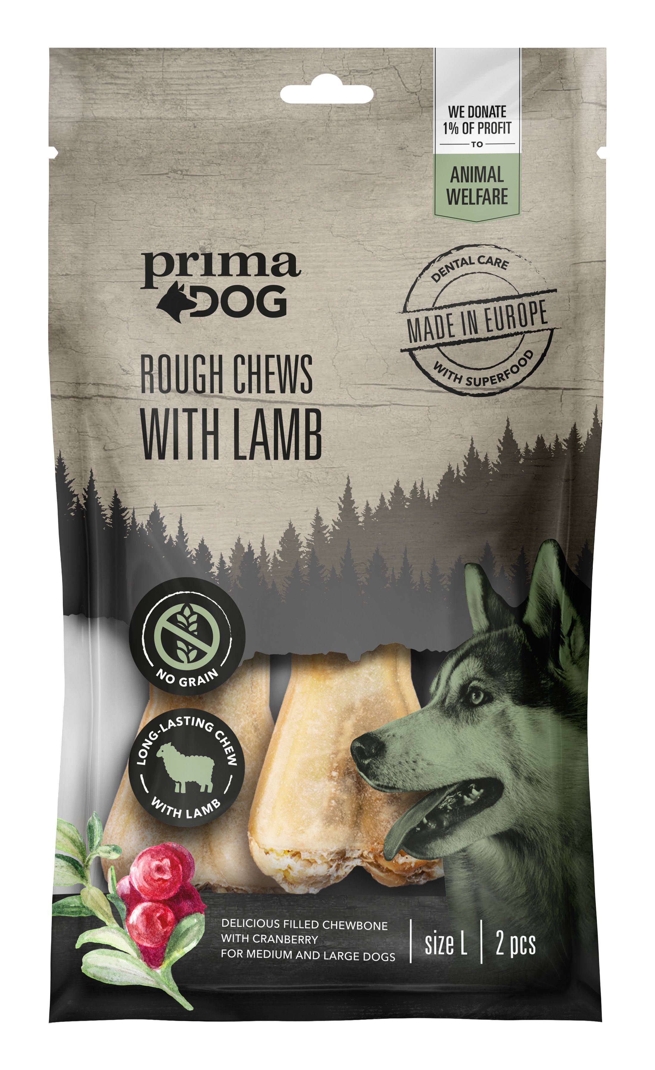 PrimaDog Rough Chews Lamb/Cranberry 13,5 cm 140 g