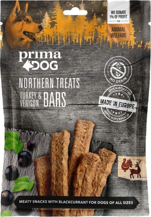 PrimaDog Northern Treats Bars Kalkon & Hjort 80 G