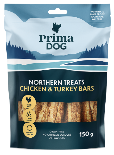 PrimaDog Northern Treats Kyckling-Kalkon Bar 150 g