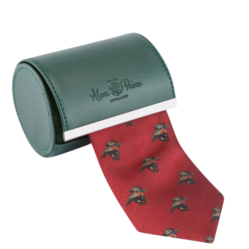 Alan Paine Ripon Silk Tie - Retriever Design Red