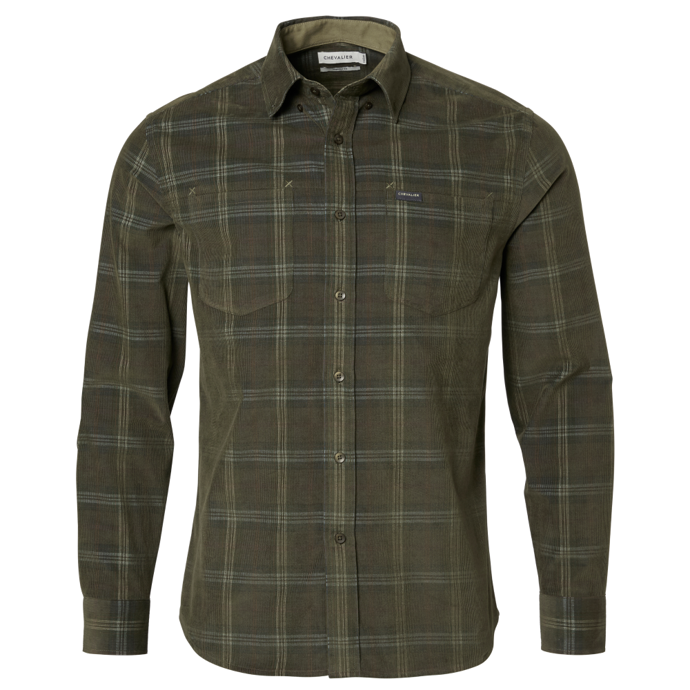 Chevalier M's Wellington Walton Light Cord Shirt Men Hunter Green Checked