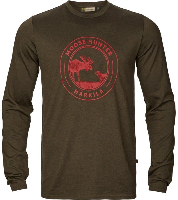 Härkila Men's Game Long Sleeve T-Shirt Willow Green Stag