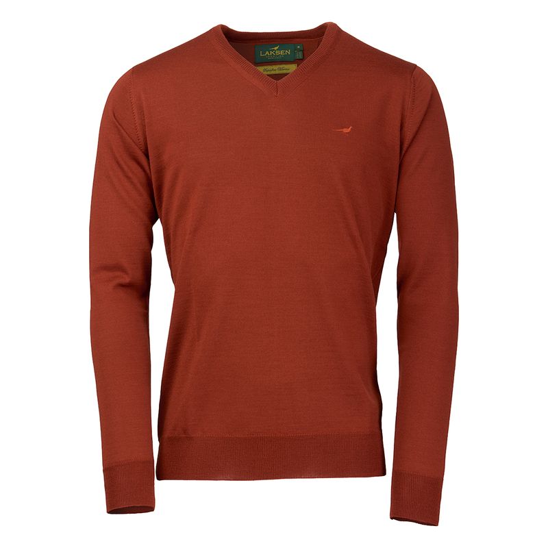 Laksen M"s Sussex V-Neck Burnt Orange'