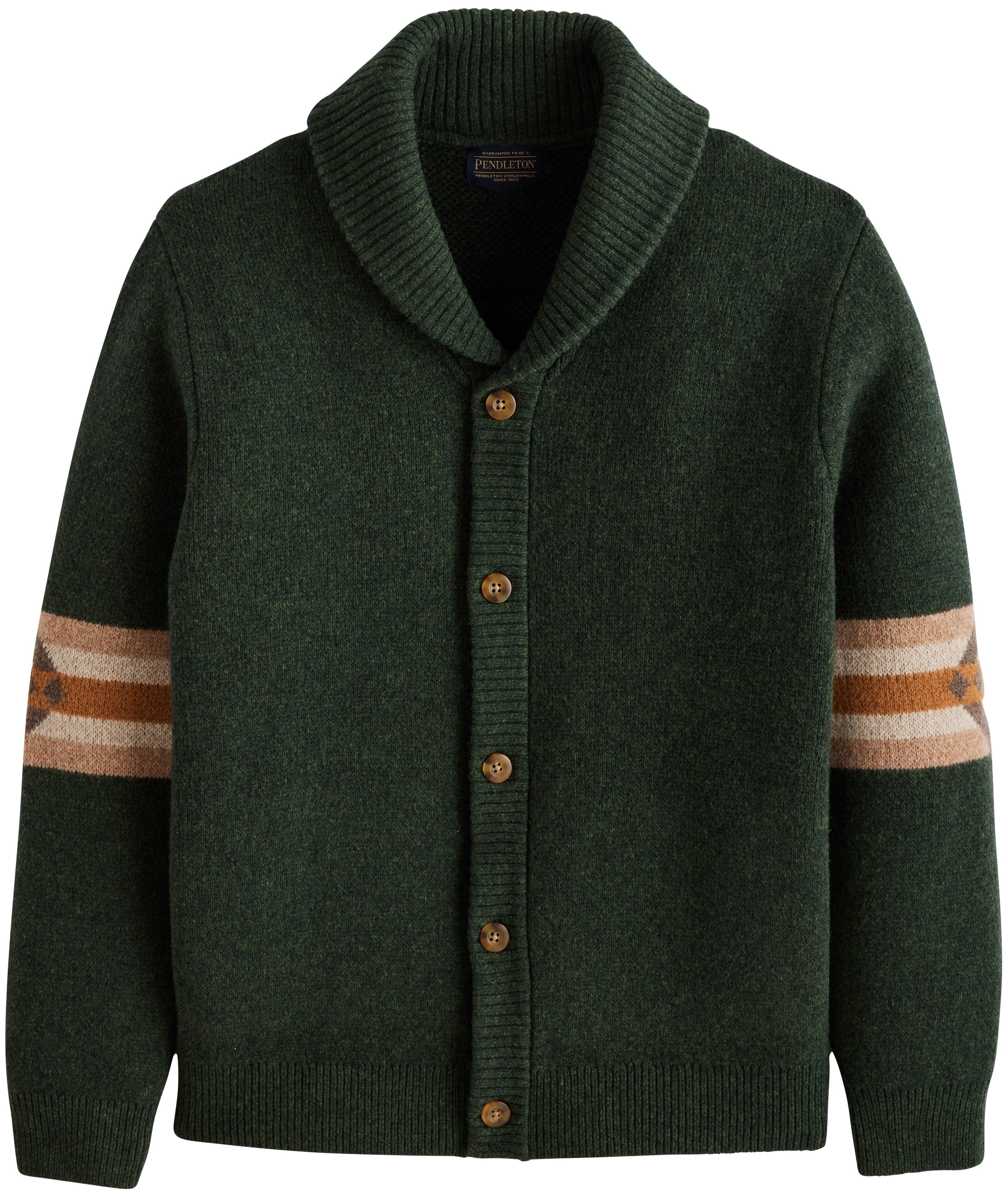 Pendleton M's Nehalem Lambswool Cardigan Nehalem Forest Green