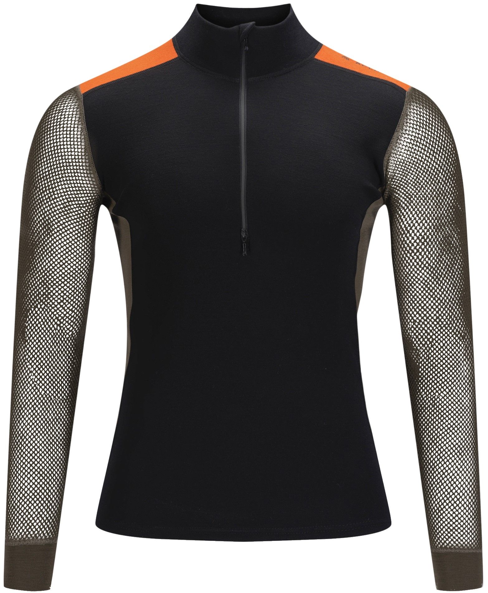 Aclima WoolNet Hybrid Mockneck kerrastopaita, Jet Black/Tarmac/Gold Flame