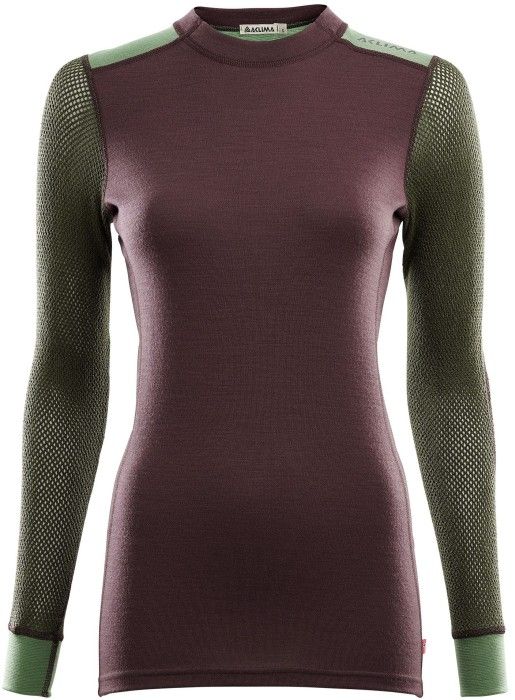 Aclima W's WoolNet Hybrid Crewneck Fudge/Dill/Olive Night