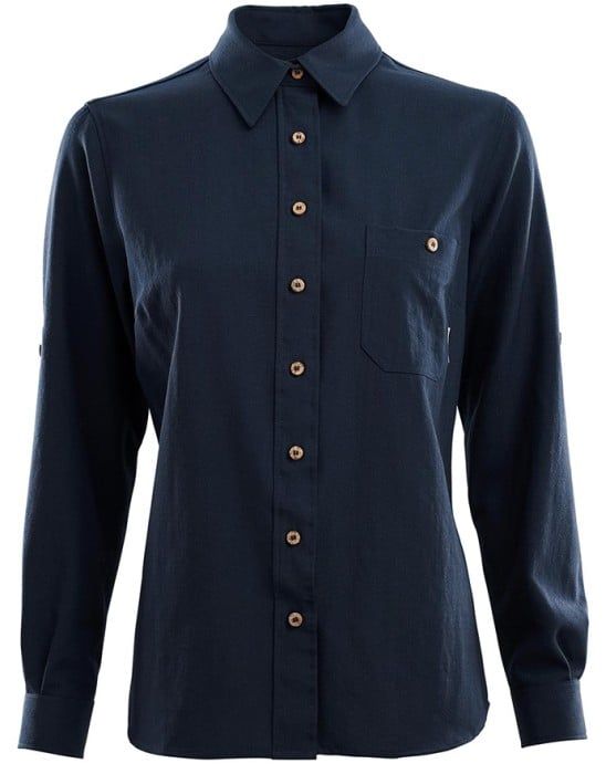 Aclima Woven Wool naisten pitkähihainen paita, tummansininen