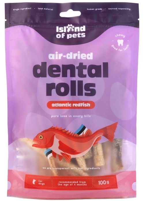 Island of Pets Air-dried Atlantic Redfish Dental Rolls 100 g