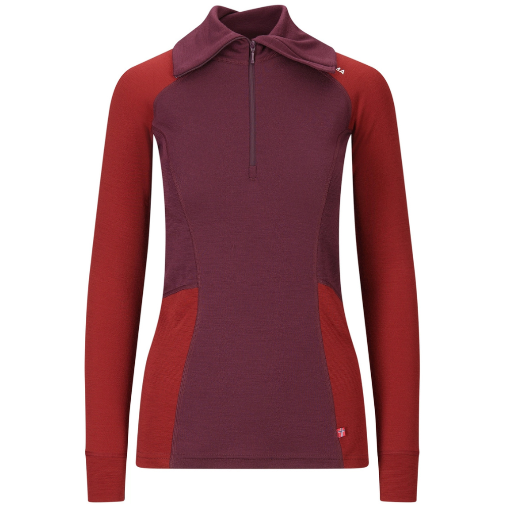Aclima W's Warmwool Polo Fig/Red Dahlia
