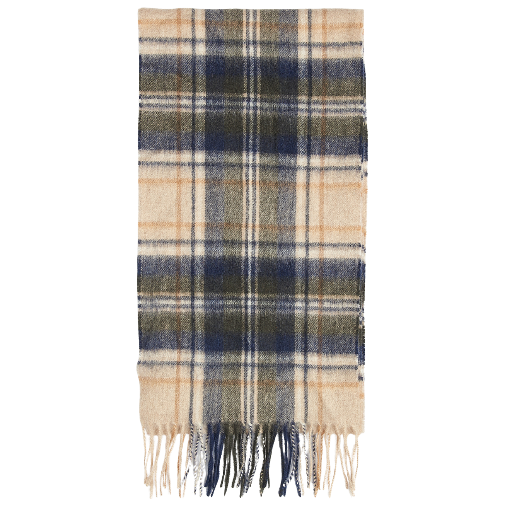 Barbour New Check Tartan Scarf Sand Beige Plaid
