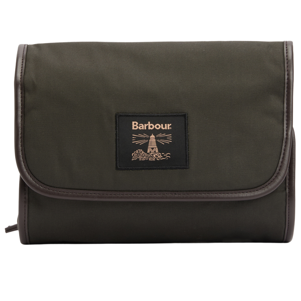 Barbour M"s Wax Hanging Washbag Olive/Beacon'