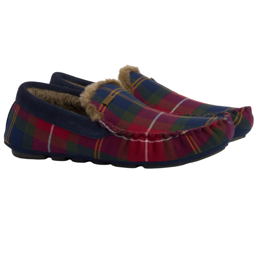 Barbour M"s Monty Moccasin Slipper Winterberry Tartan'