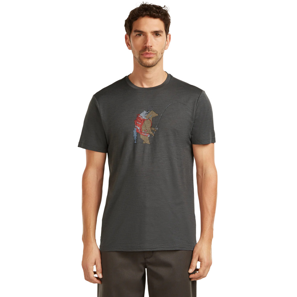 Icebreaker M's Merino 150 Tech Lite Ss Tee Bear Catch Obsidian Bear Catch Flagstone Obsidian