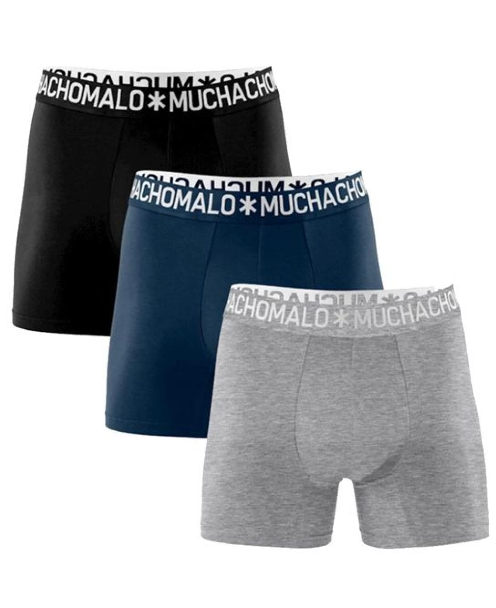 Muchachomalo 1132 3Pk Cotton Boxer 25 Black/Blue/Grey Mel.
