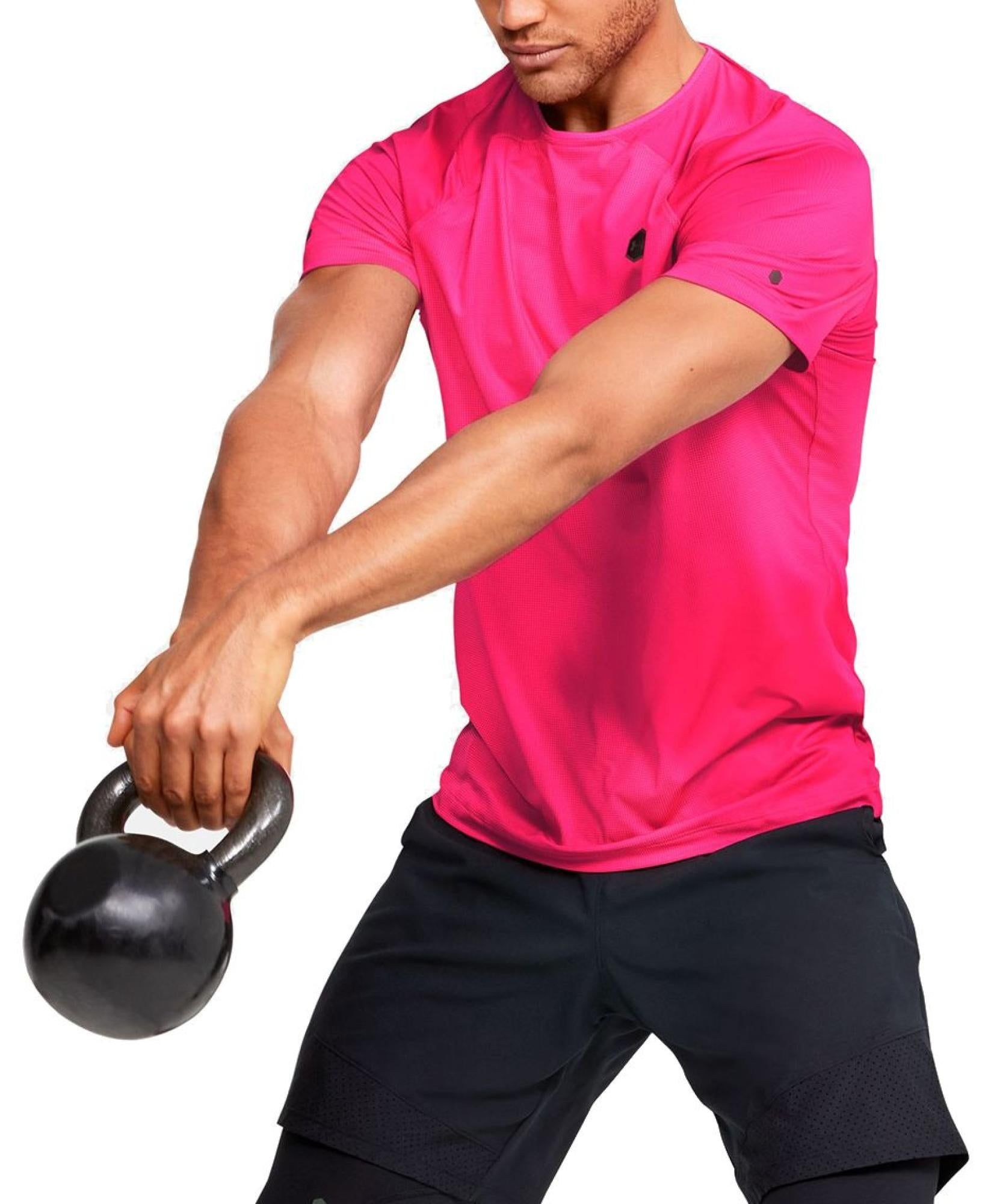 Under Armour RUSH HeatGear Fitted Printed Pink Surge